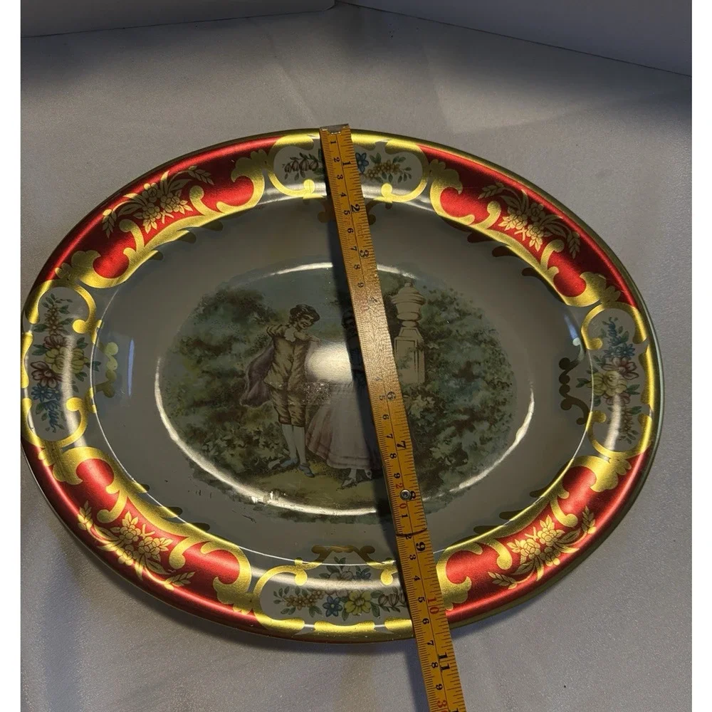 Vintage Daher Decorated Ware Oval Tin Tray Victorian Couple England Wall Decor